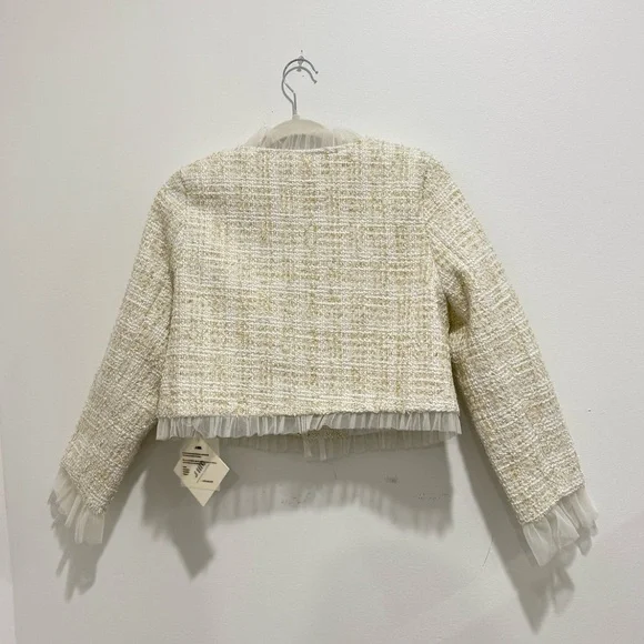 Cream Tweed Jacket with Ruffle Details - Picture 9 of 12